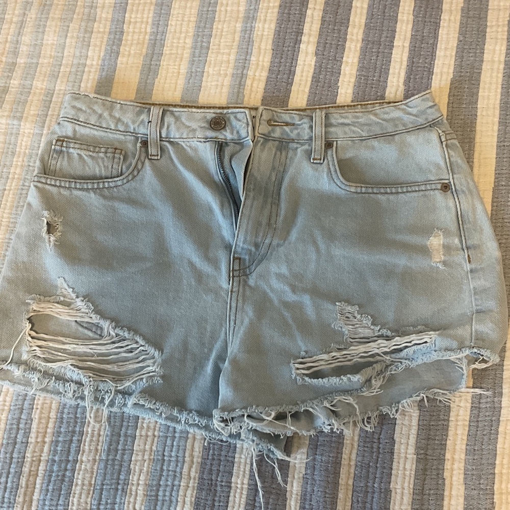 Forever 21 Light Blue Ripped Denim Mini Skirt